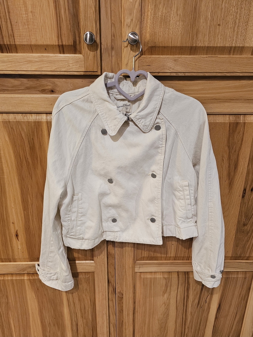 Universal Thread Off-White Cropped Double-Breasted Pea Coat